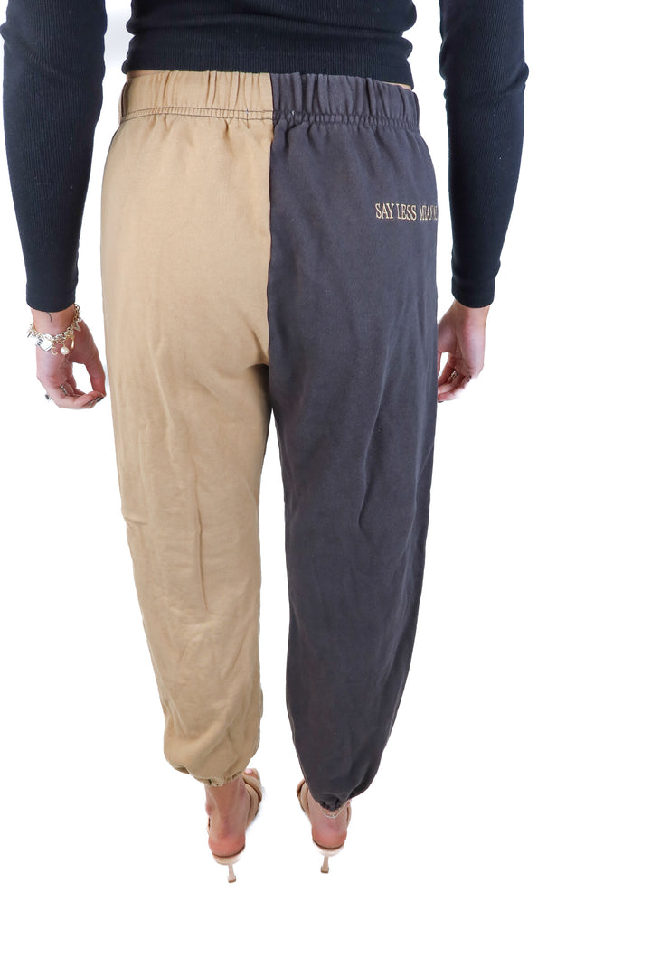 the mayfair group grey/tan sweatpants (s/m; retail $98)