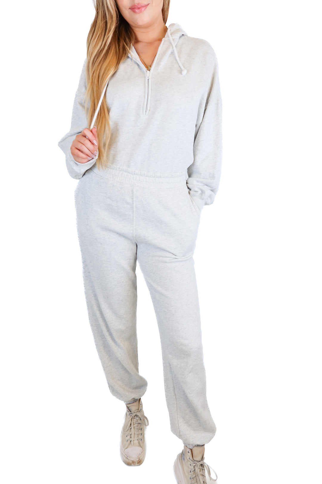 Abercrombie Light Grey Hooded Sweat Jumpsuit (S/Tall)
