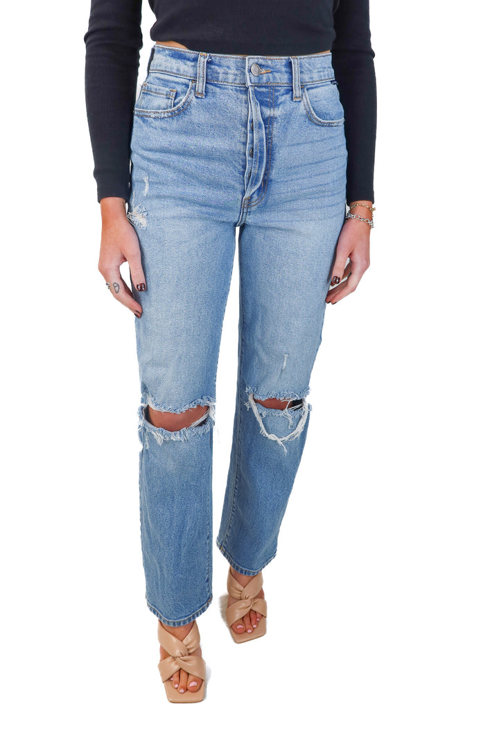cello light wash distressed jeans (3; retail $65)