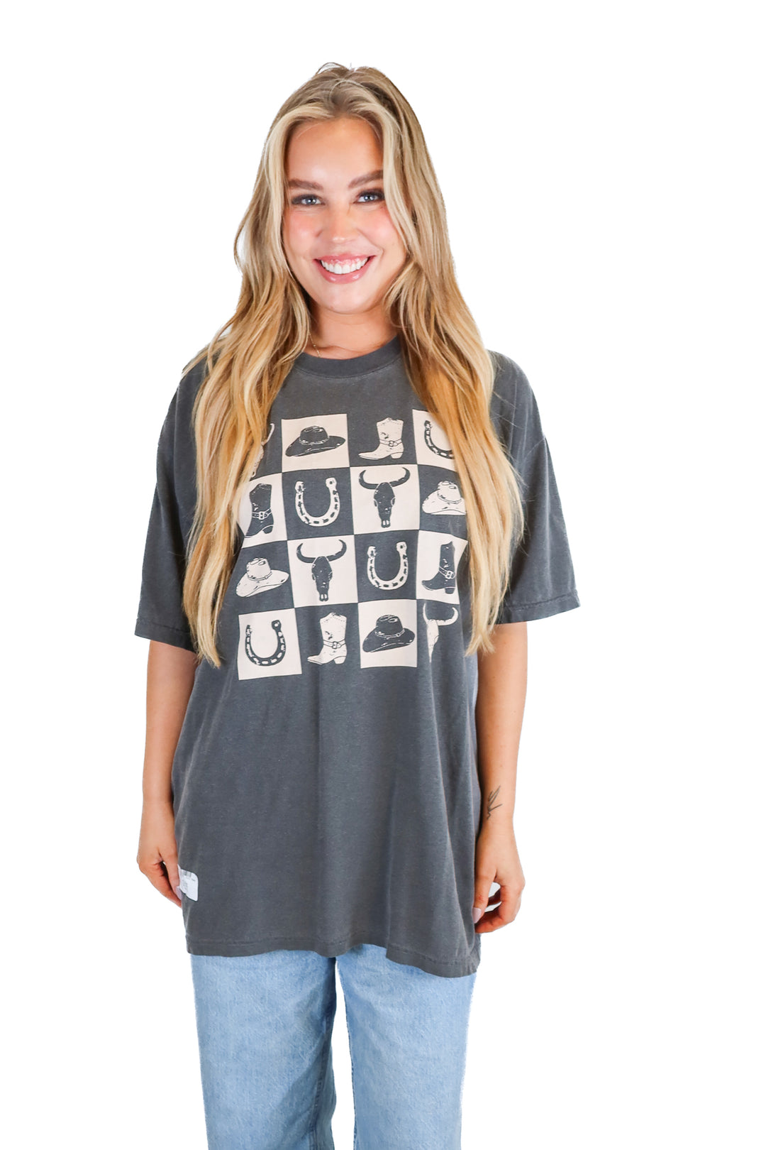 comfort colors grey western tee (xl)