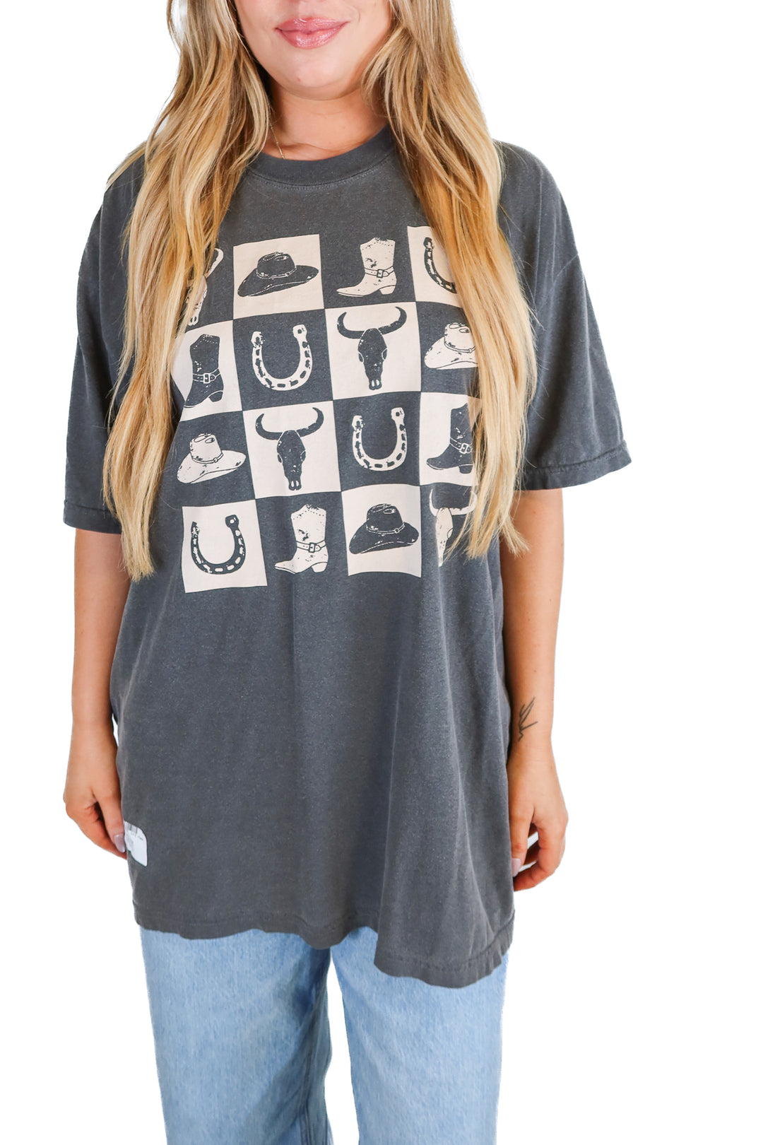 comfort colors grey western tee (xl)
