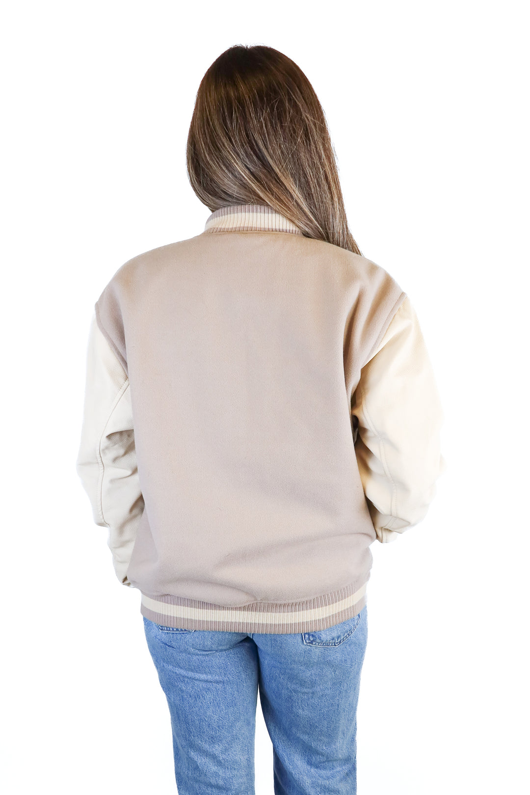 abercrombie & fitch neutral bomber jacket (m; retail $140)