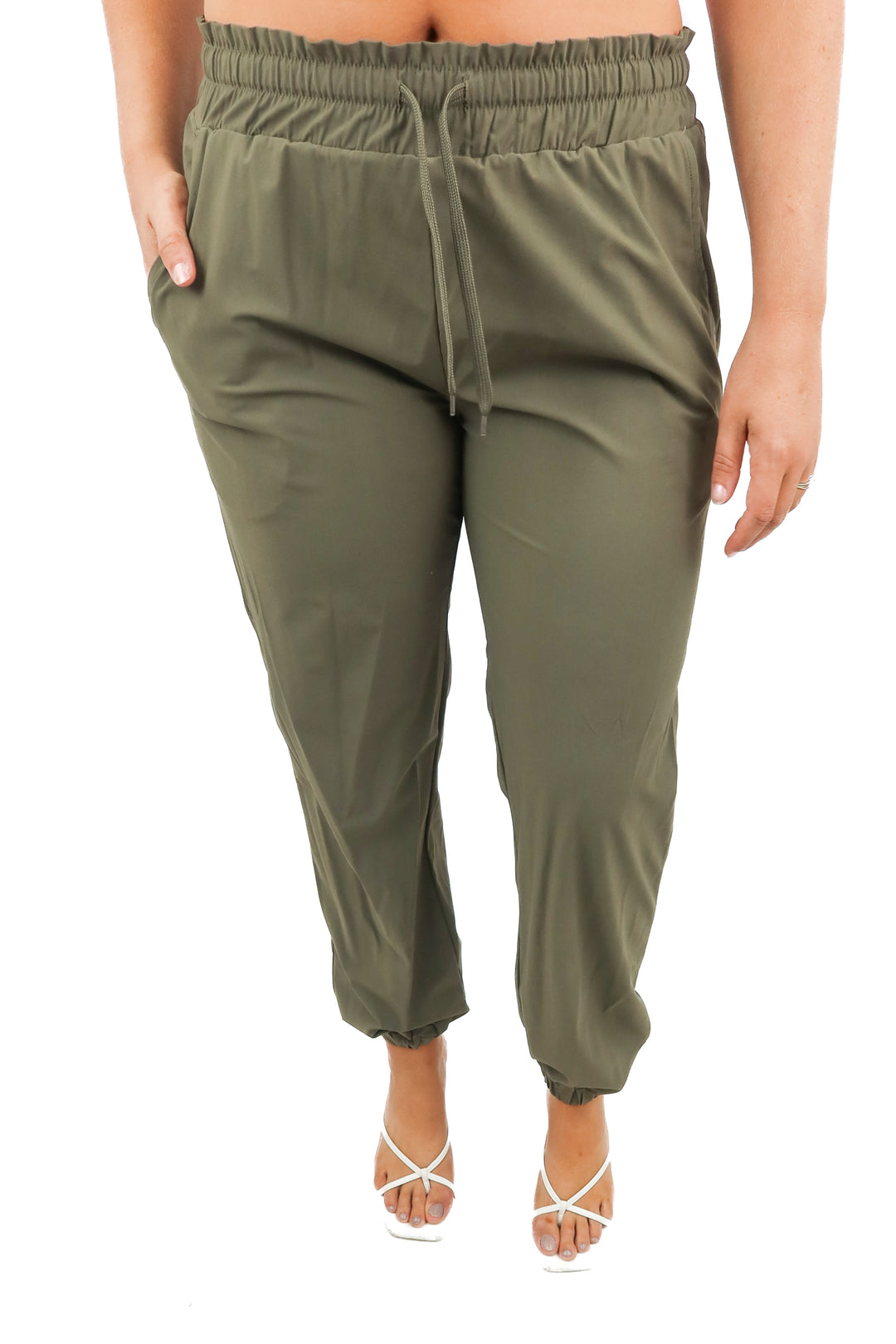 Le Sport green paperbag waist jogger pants (M)
