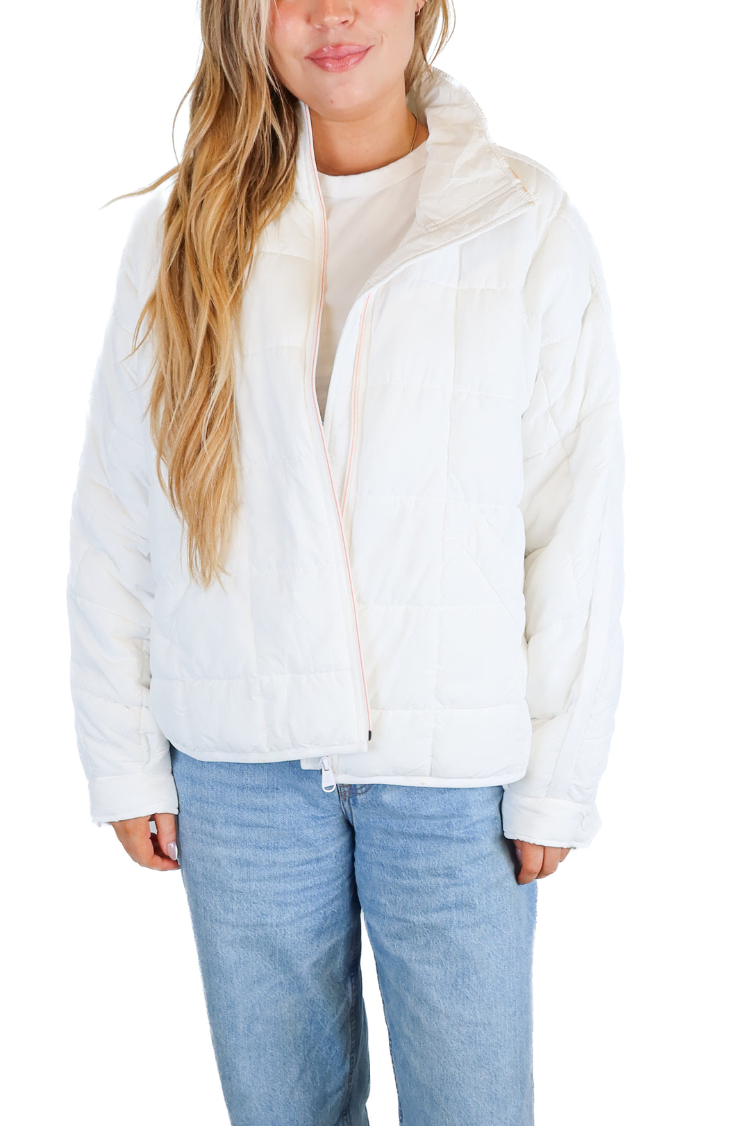 FP Movement White Quilted Puffer Jacket (M; retail $198)