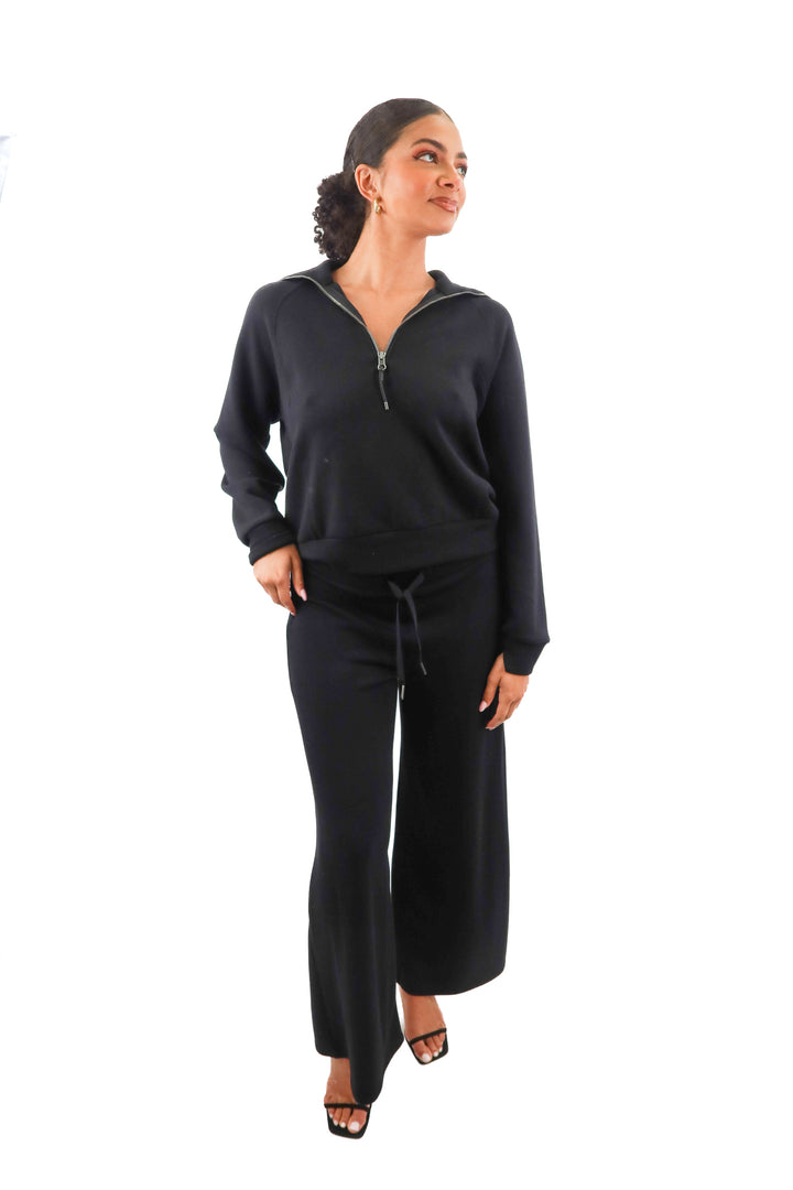 Spanx Black Air Essentials Quarter Zip & Sweat Pants (M)