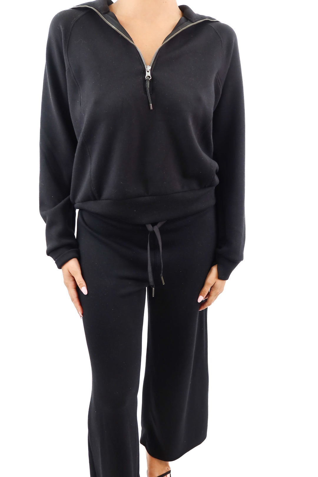 Spanx Black Air Essentials Quarter Zip & Sweat Pants (M)