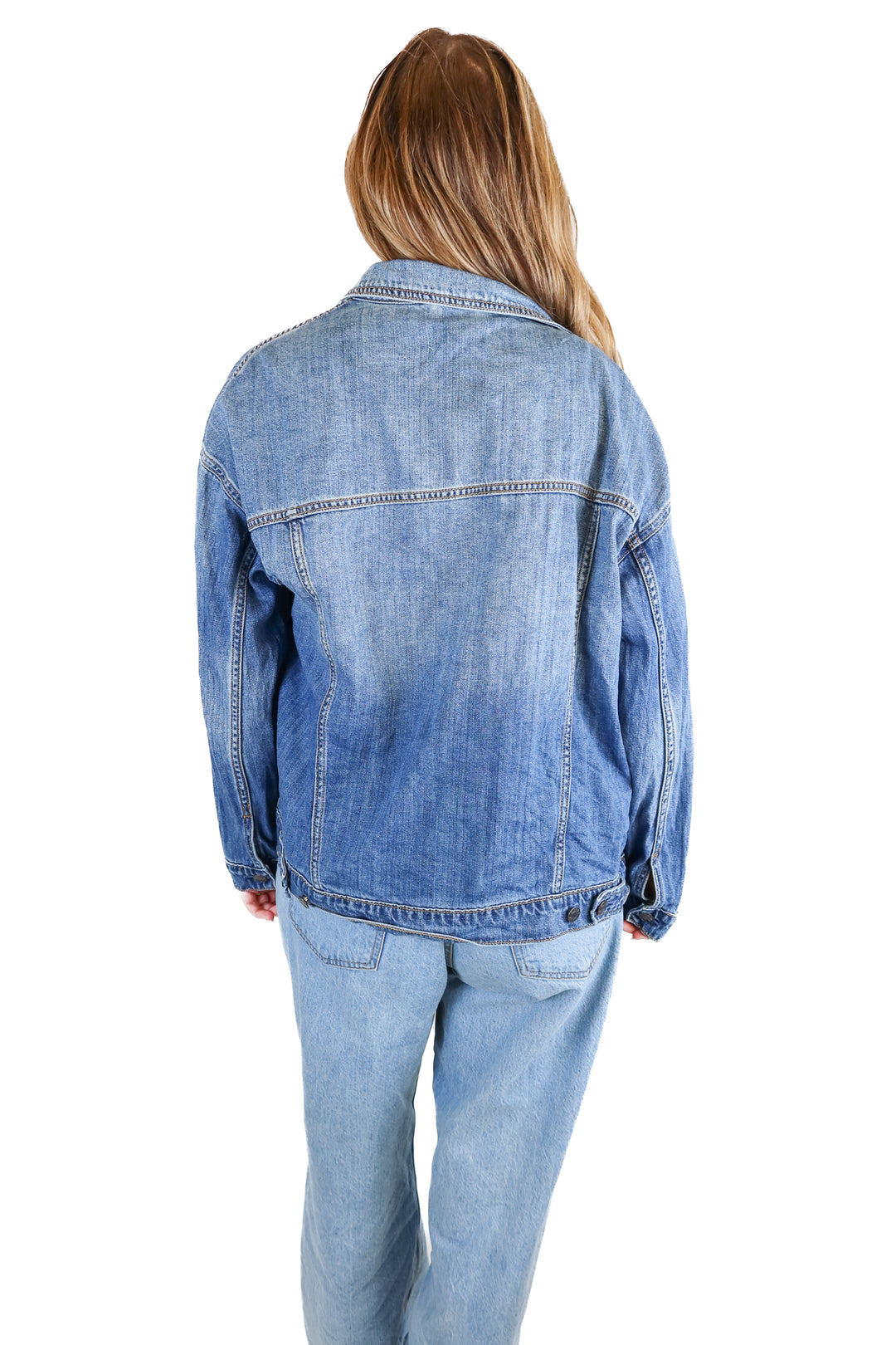 Carly Jean Medium Wash Oversized Denim Jacket (S)