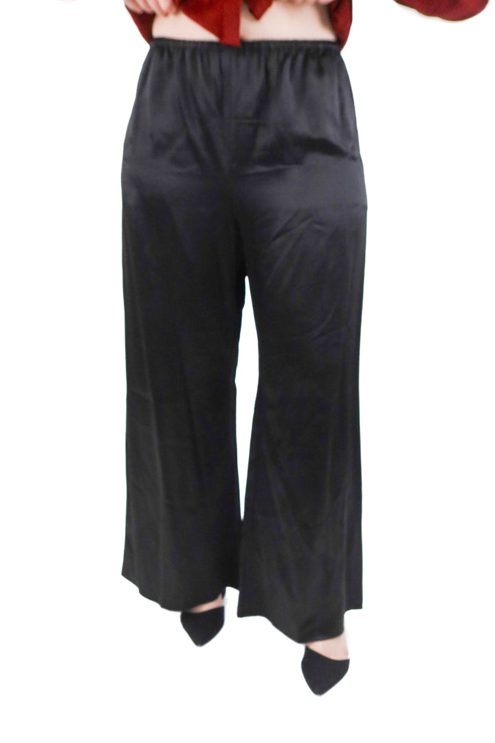 j.crew black satin pants (l; $158)