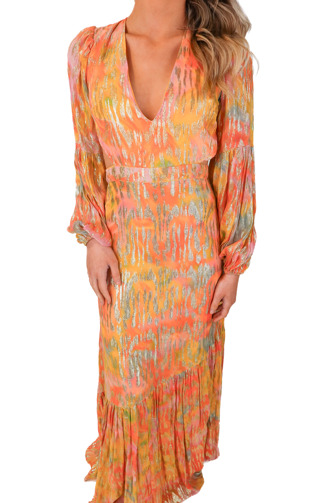 nasty gal colorful metallic maxi dress NWT (4; retail $85)