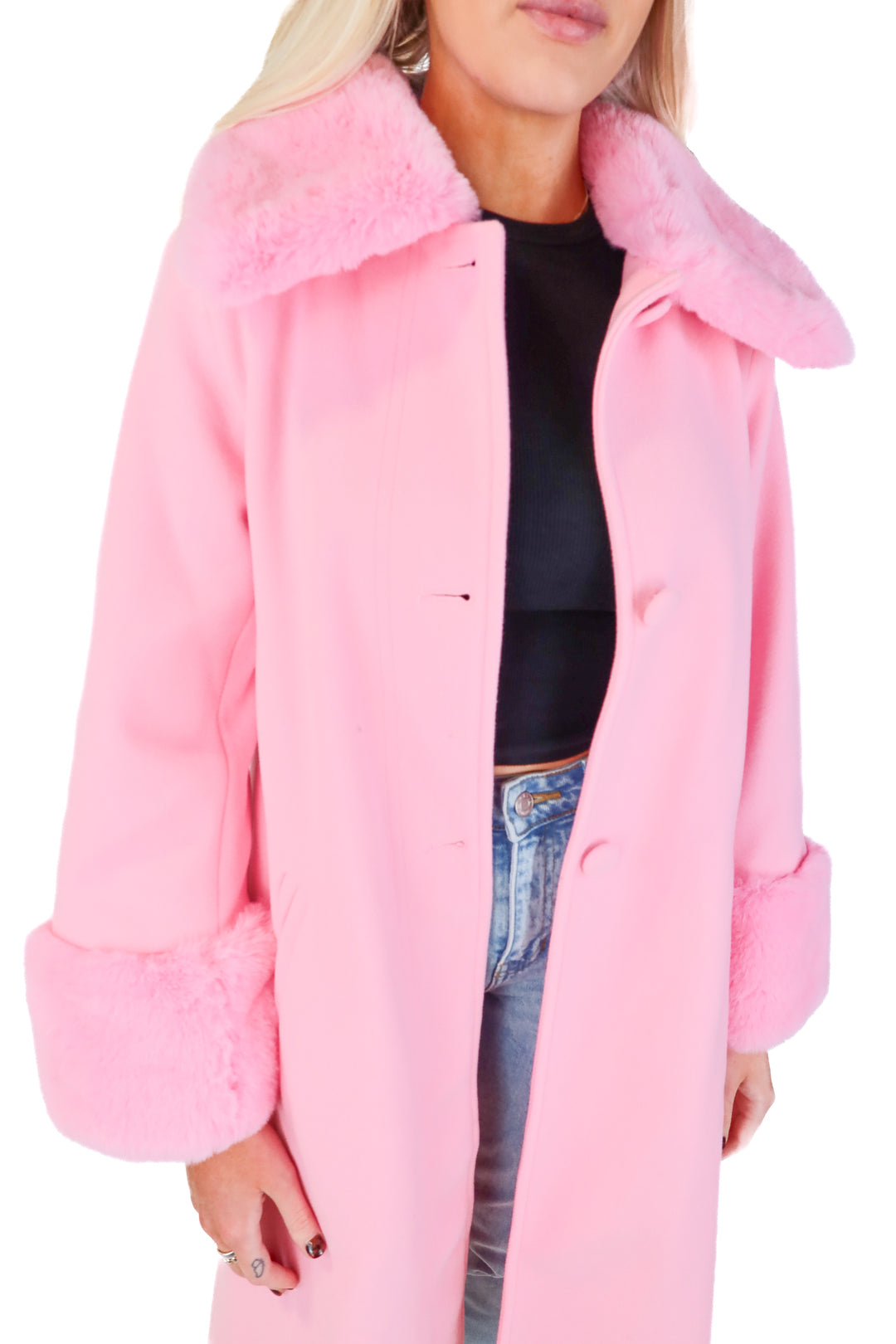 buddy love pink wool fur coat NWT (s)