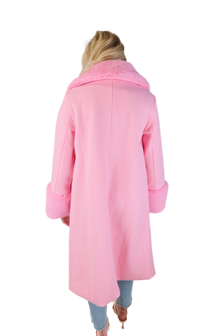 buddy love pink wool fur coat NWT (s)