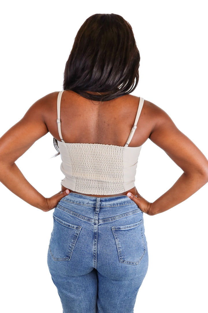 Abercrombie Khaki Ruched Cropped Top (S)