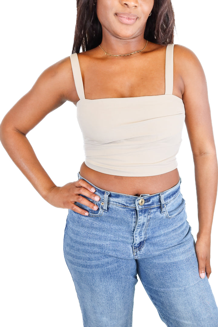 Abercrombie Khaki Ruched Cropped Top (S)