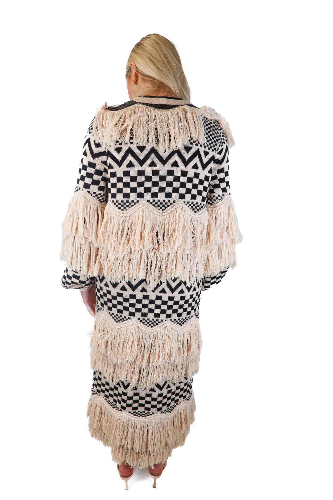 house of harlow checkered fringe cardigan (xxs; retail $238)