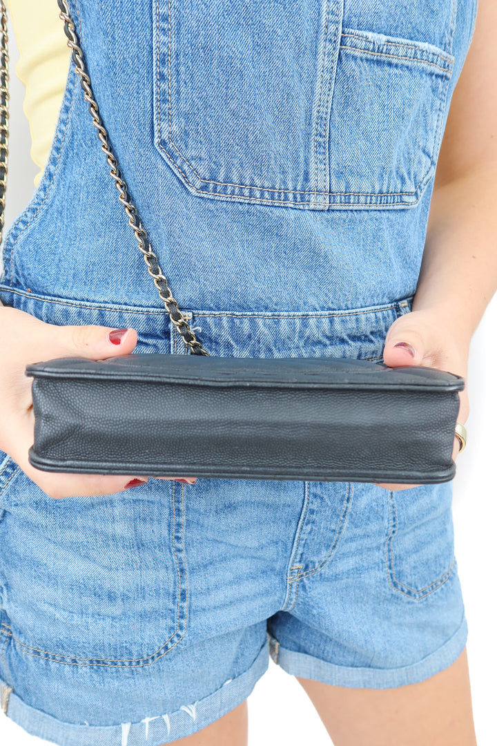 Chanel Black Chevron Wallet on Chain
