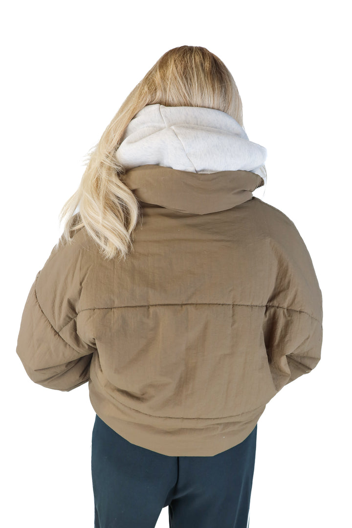 le lis olive green cropped jacket (s)