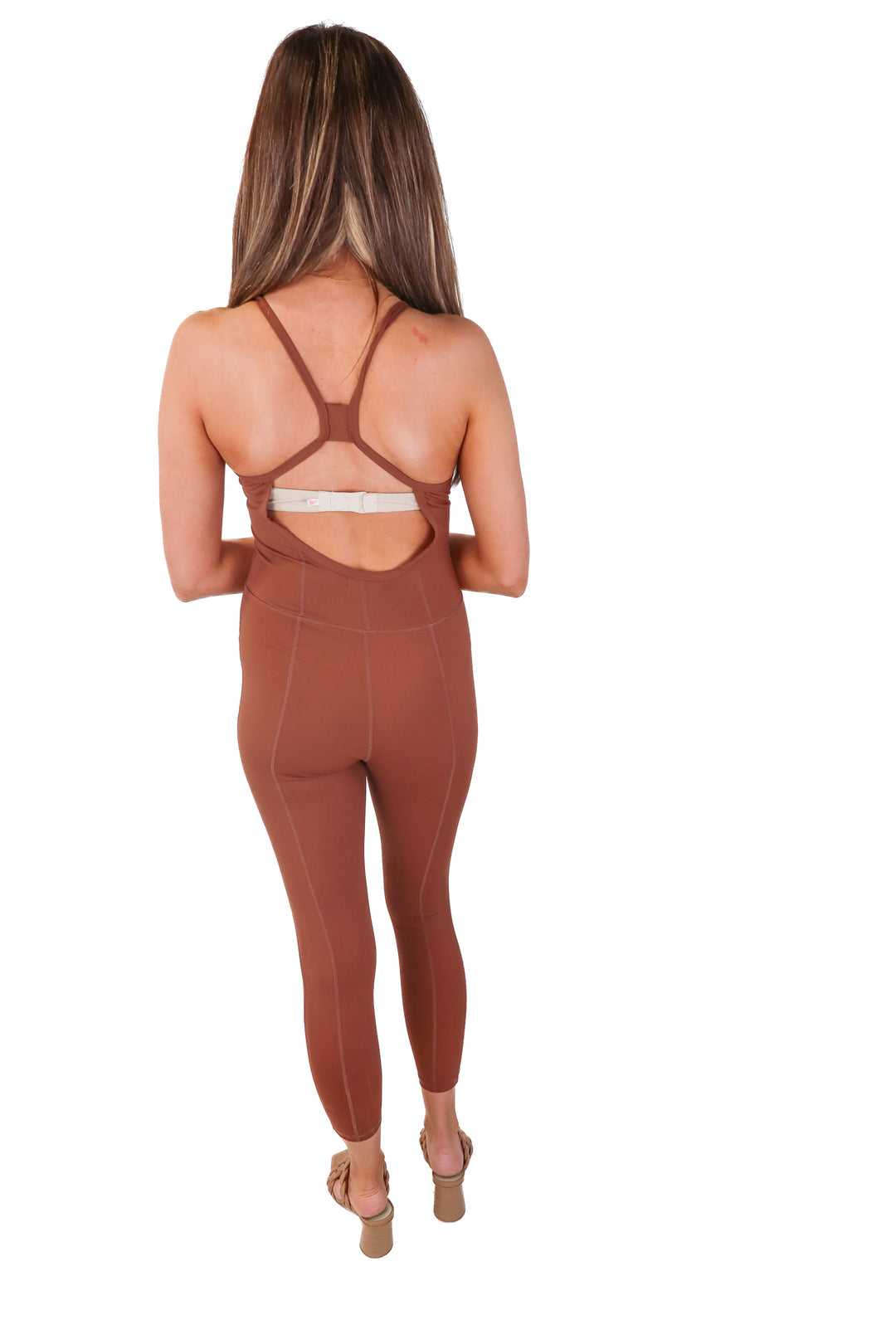 pretty little thing brown active jumpsuit (4)