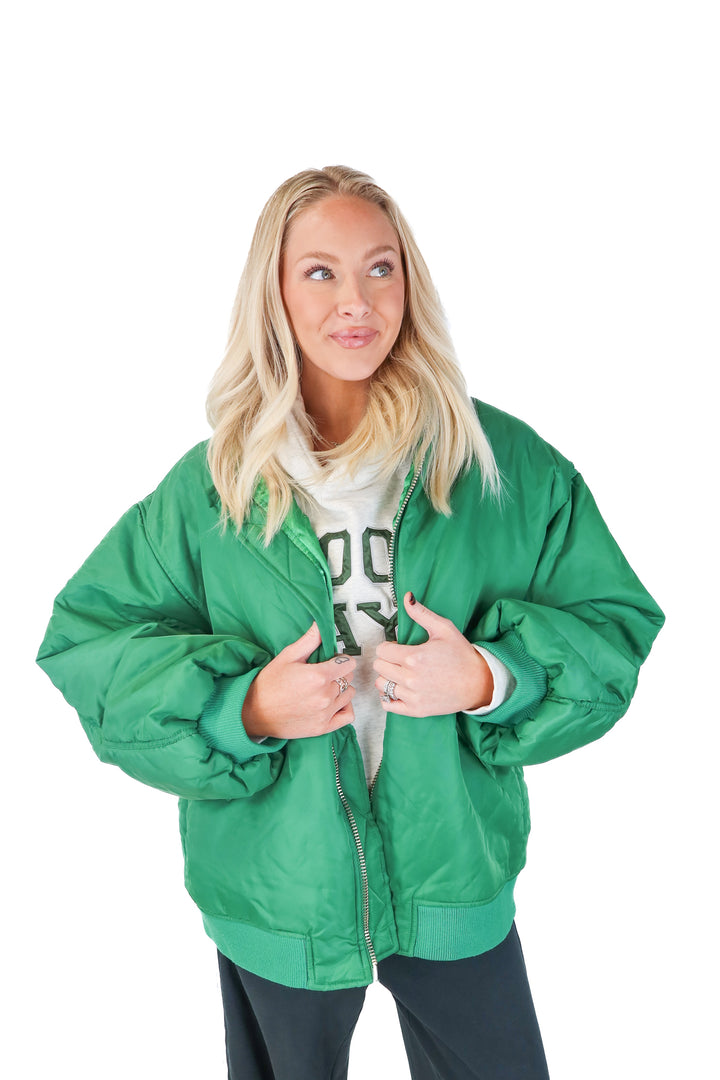 the frankie shop green bomber jacket (xs/s; retail $195)