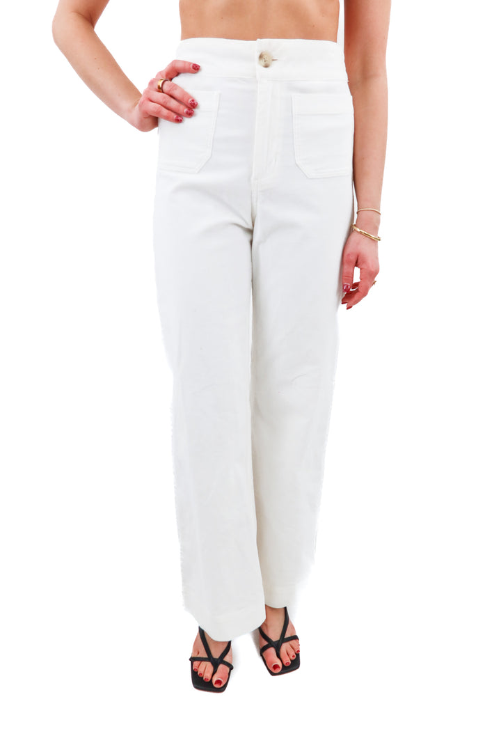 travis mathew white corduroy wide leg pants (XS)