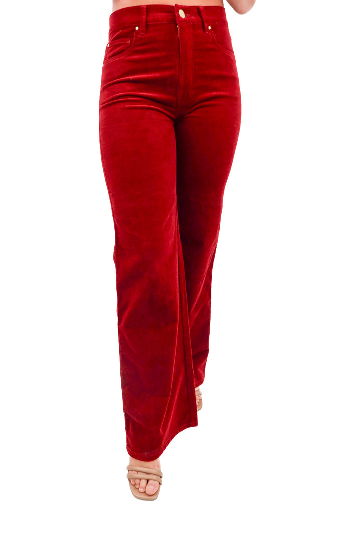 ann taylor weekend red corduroy wideleg pants NWT (0; retail $129)