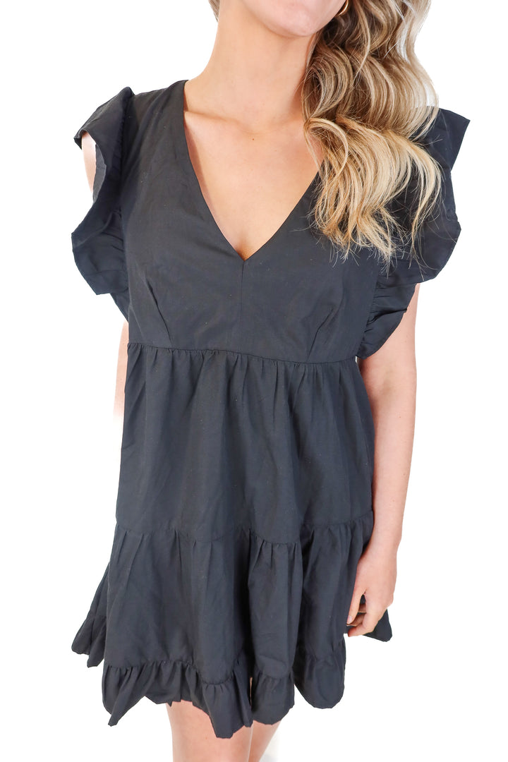 SOLD abercrombie & fitch black ruffle dress NWT (S; retails $80)