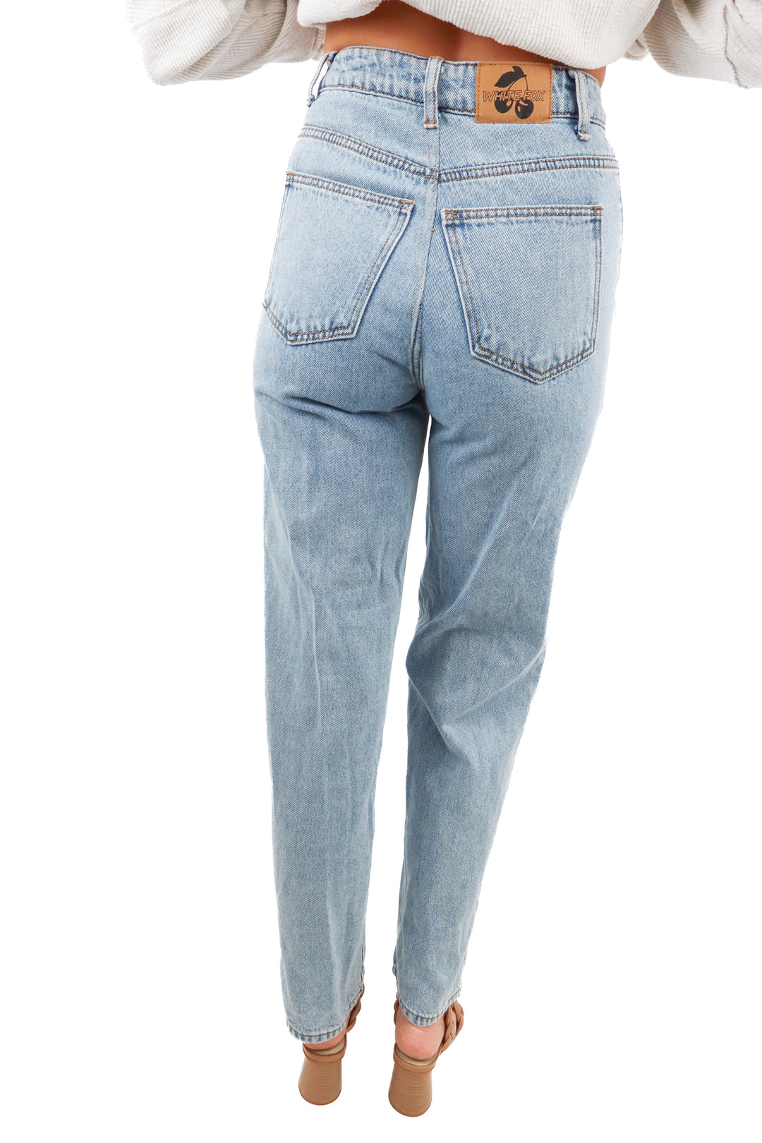white fox light wash straight hi rise jeans (s; retail $79)