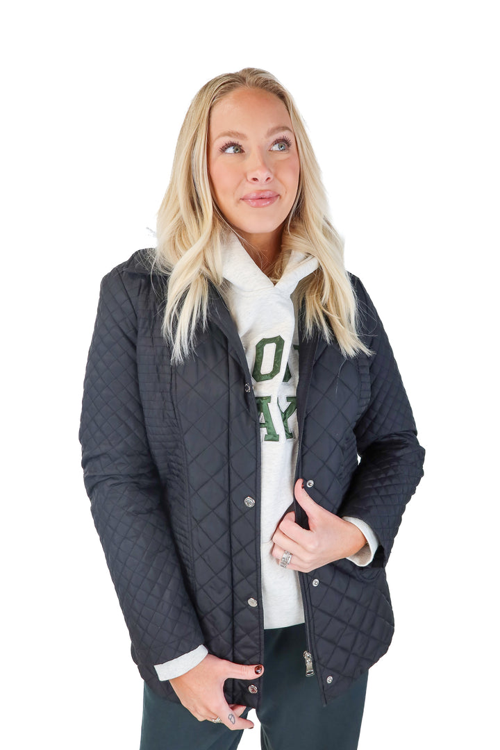 calvin klein black quilted jacket (s)