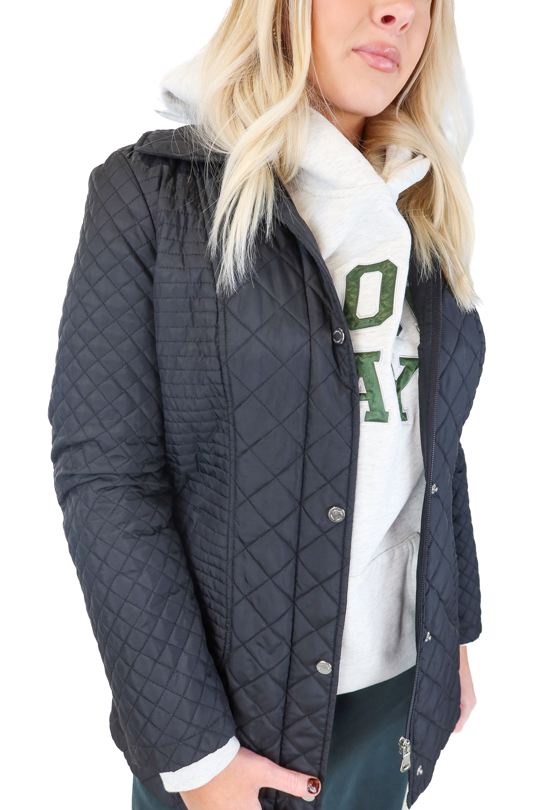 calvin klein black quilted jacket (s)