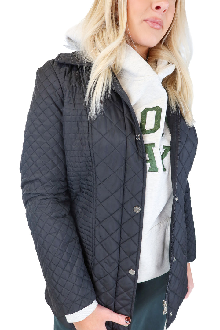 calvin klein black quilted jacket (s)