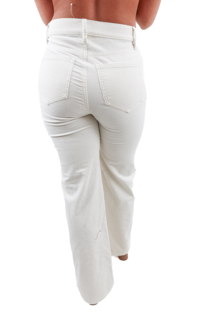 ann taylor weekend cream corduroy wideleg pants NWT (0; retail $129)