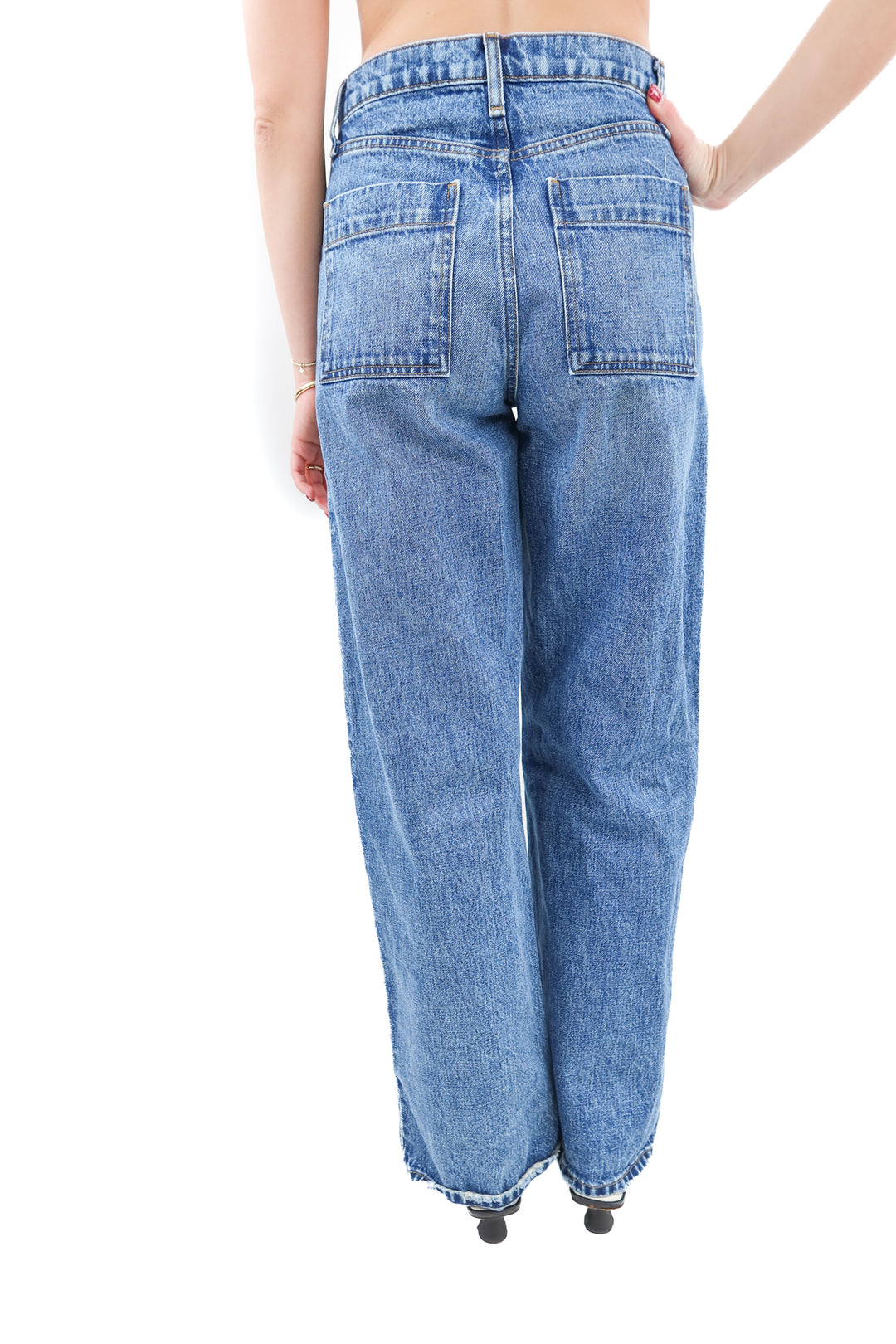joes front pocket medium wash jeans (25; retail $218)
