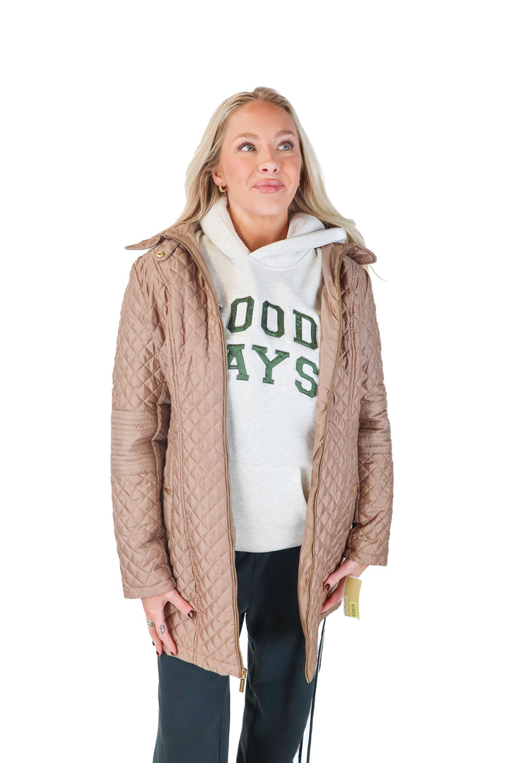 Michael Michael Kors Taupe Quilted Coat (M; retail $295)
