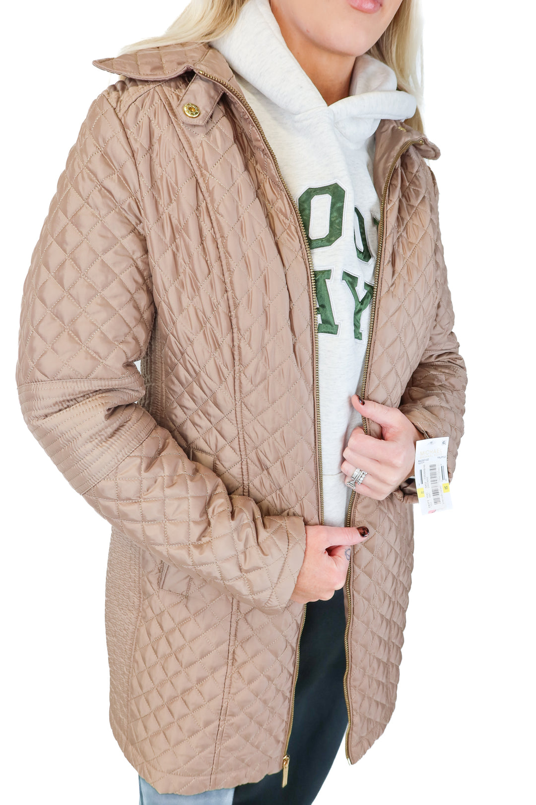 Michael Michael Kors Taupe Quilted Coat (M; retail $295)