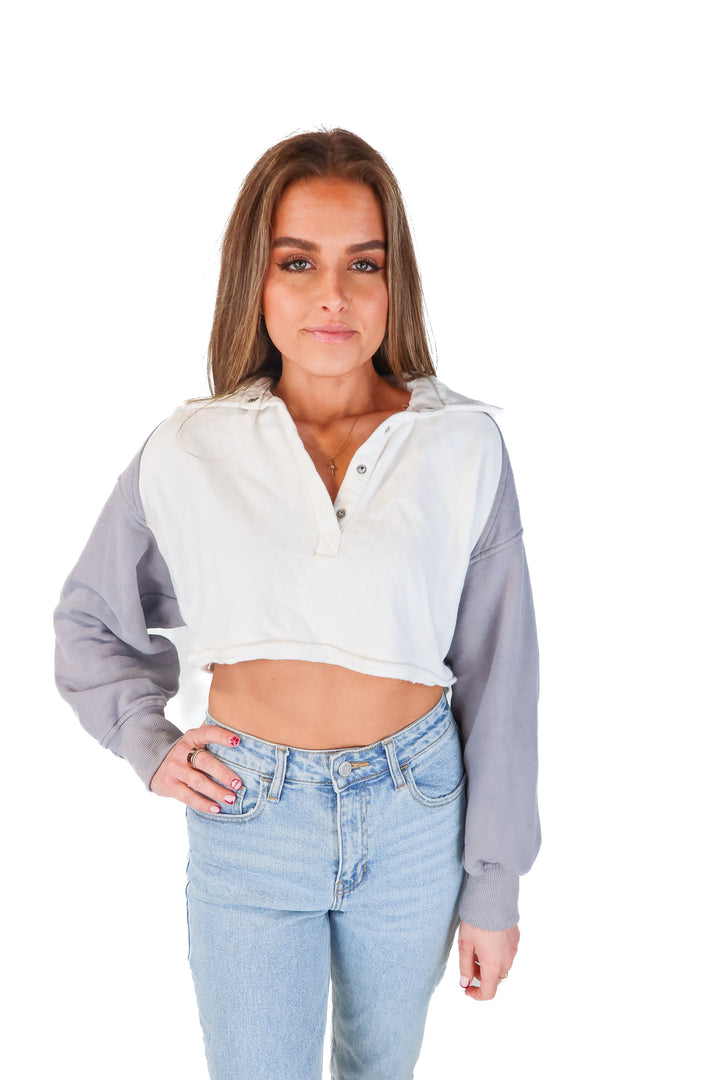 le lis white/grey cropped sweatshirt (s)