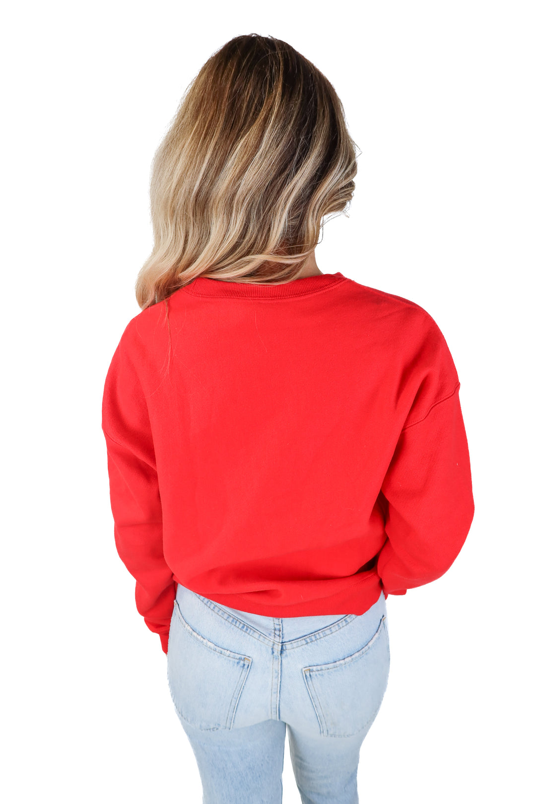 champion red crewneck (s; retail $50)