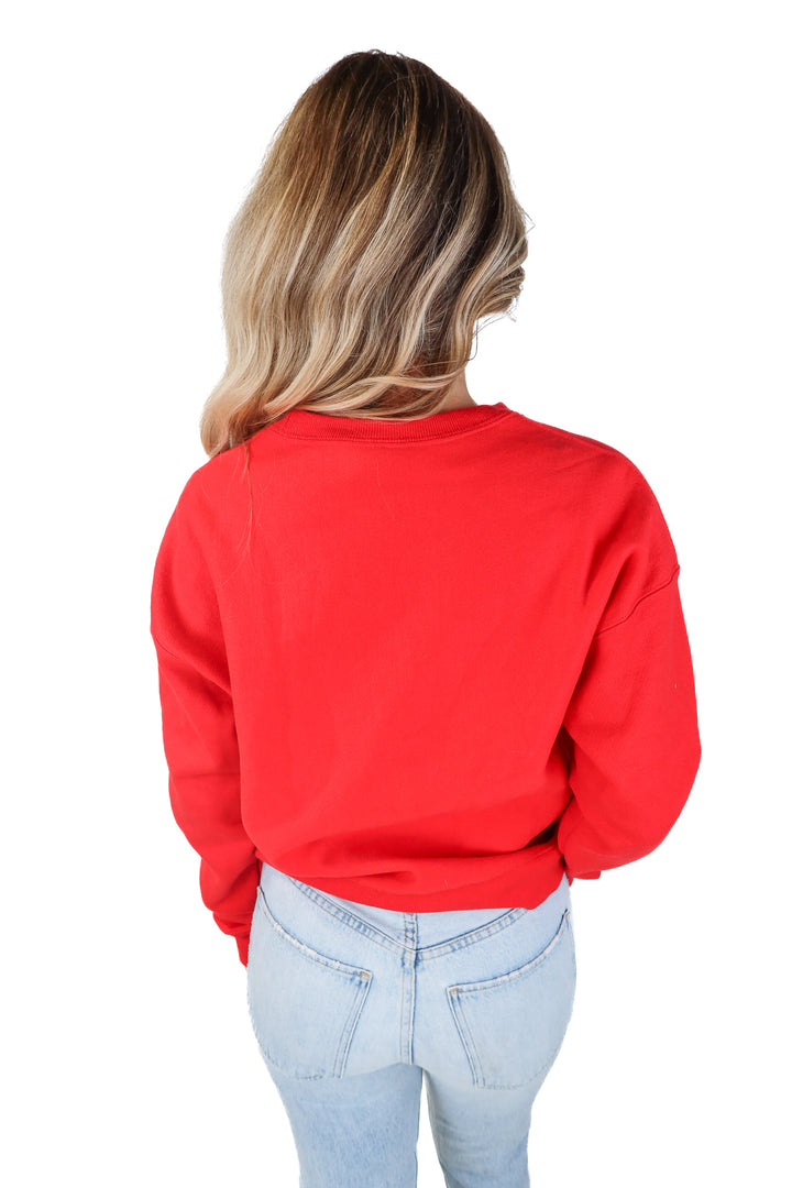 champion red crewneck (s; retail $50)