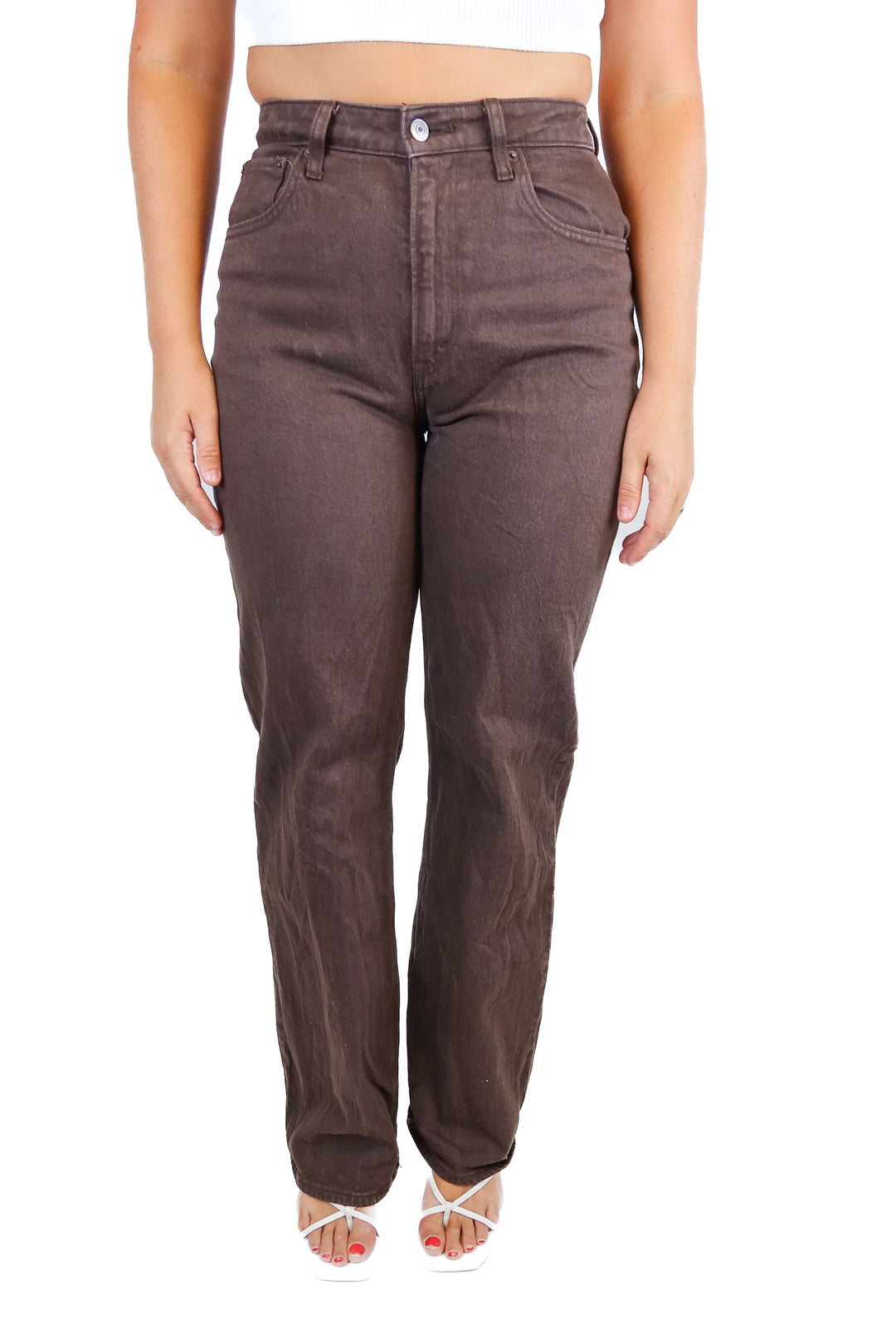 abercrombie brown high rise 90's relaxed curve love (27/4L; retail $90)