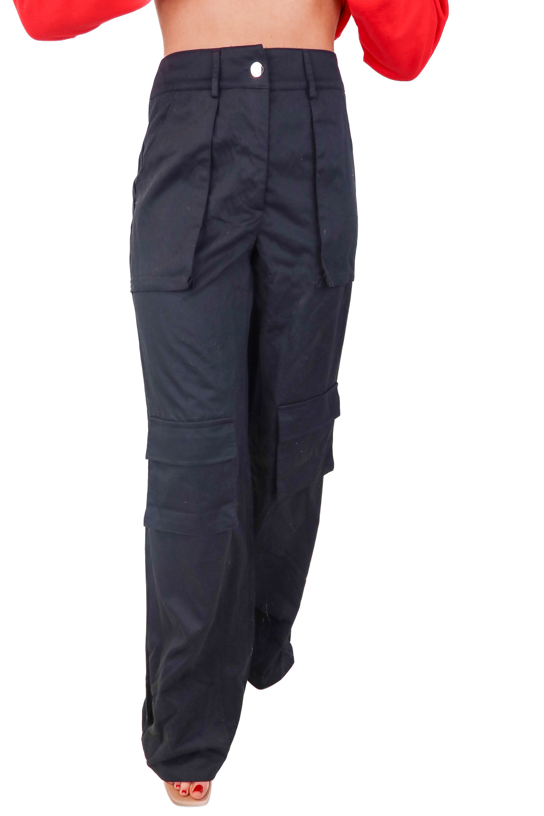 pretty little thing black cargo trousers NWT (8)