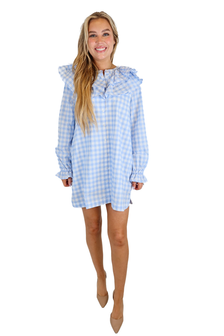 hill house blue and white checkered dress NWT (M; retail $218)