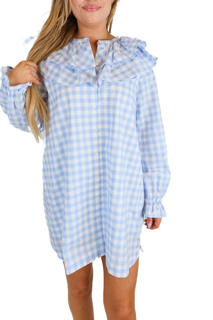 hill house blue and white checkered dress NWT (M; retail $218)