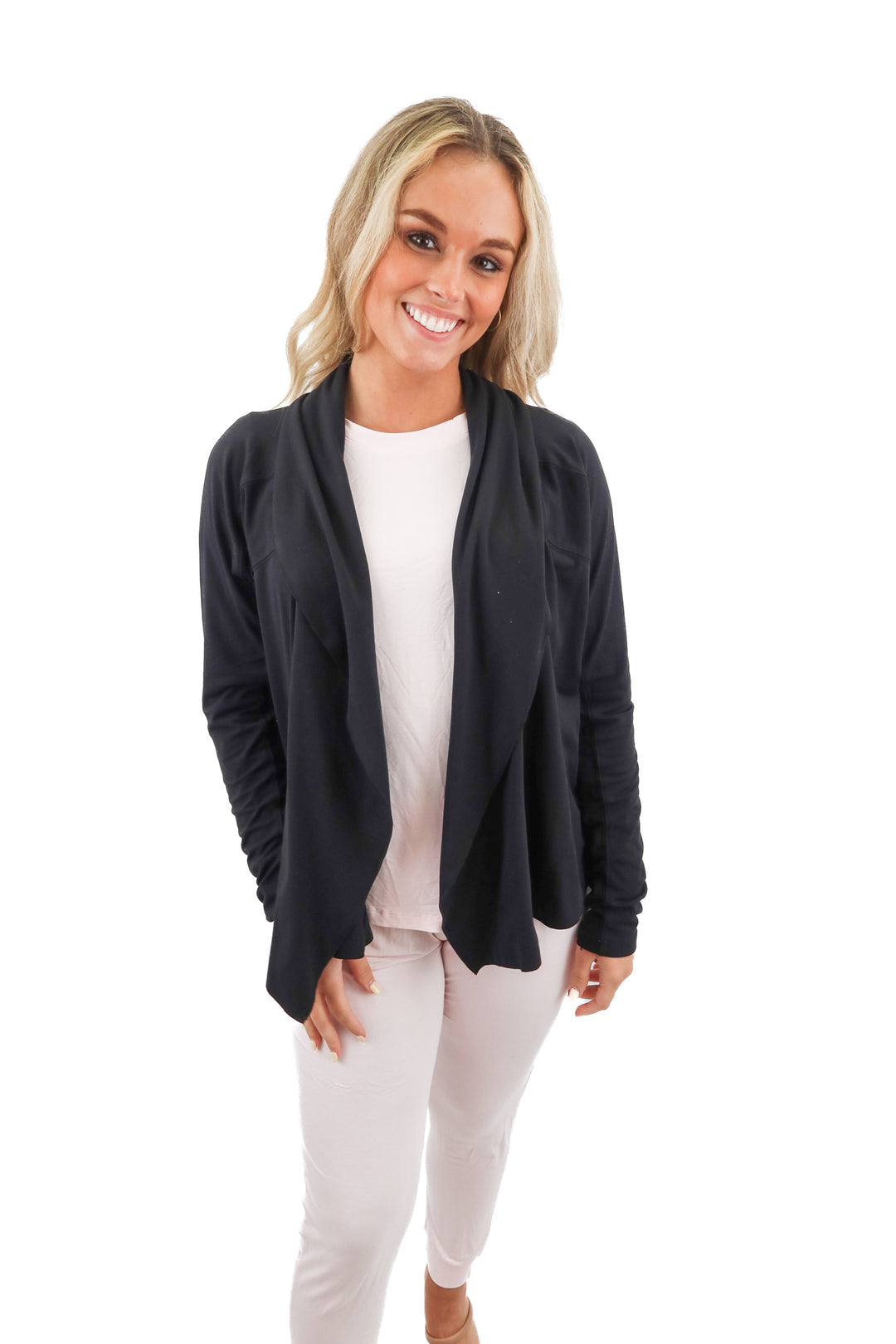 yogalicious black cardigan (s; retail $72)