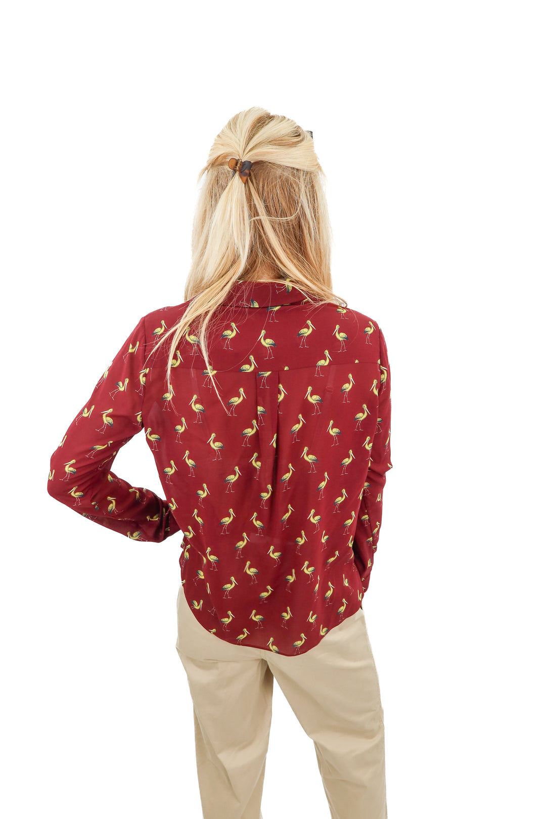 alice + olivia pelican button up (s; retail $350)