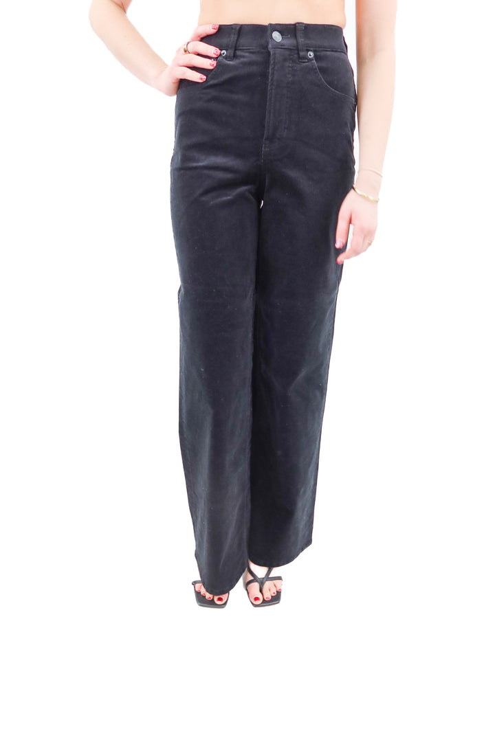 spanx black corduroy wideleg jeans (XS; retail $158)
