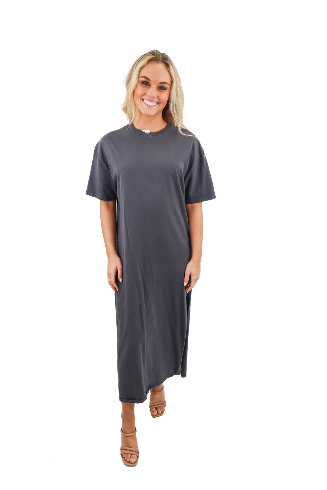 abercrombie & fitch charcoal grey maxi dress (M)