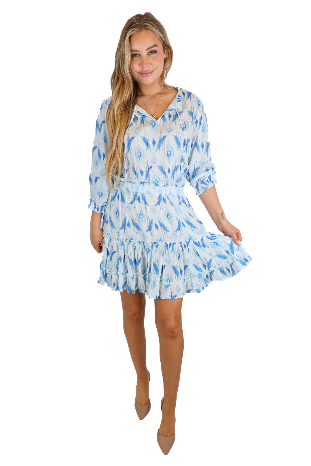 walker & wade blue beachy dress (L) NWT