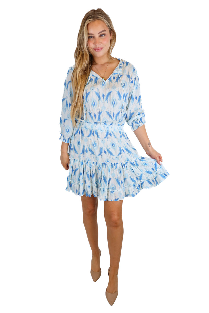 walker & wade blue beachy dress (L) NWT