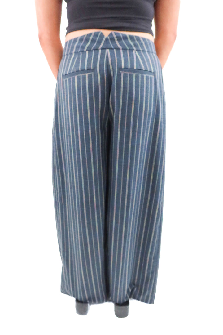 anthropologie navy striped pant (8; retail $168)