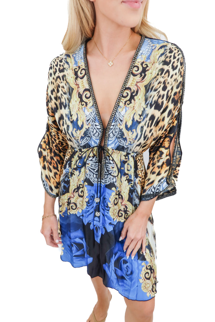 baccio couture multi print swim cover up NWT (m; retail $98)