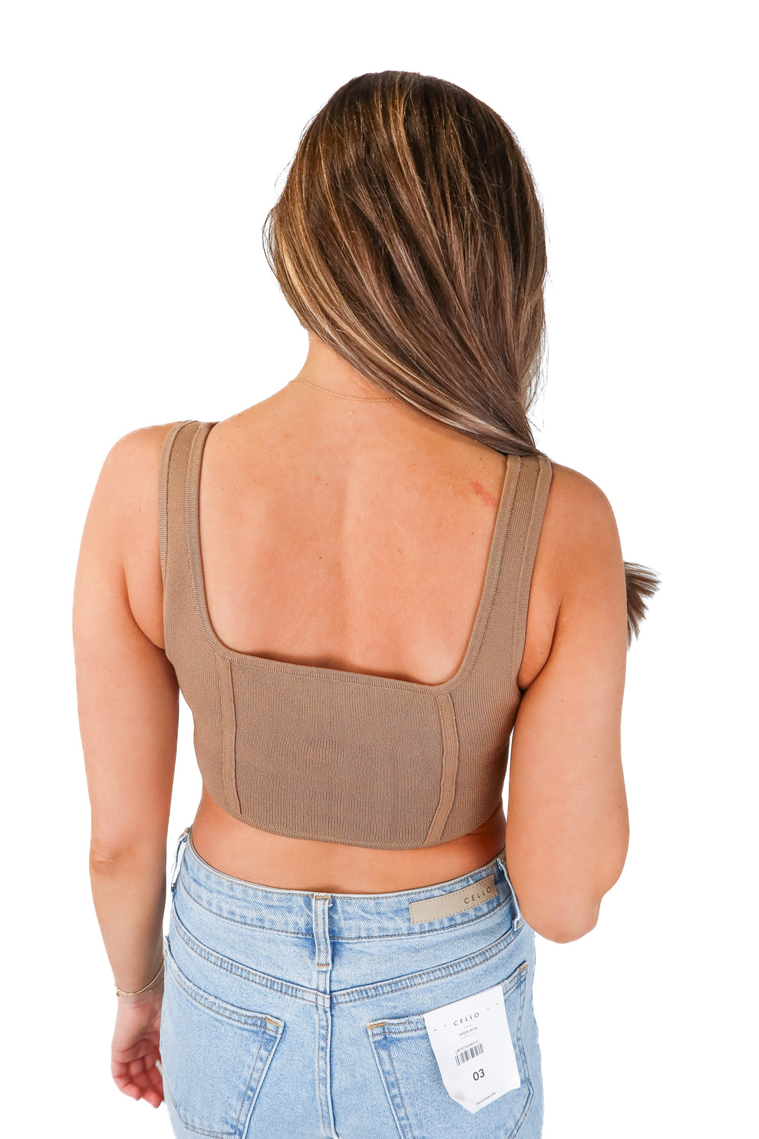 babaton brown knit corset top (s)