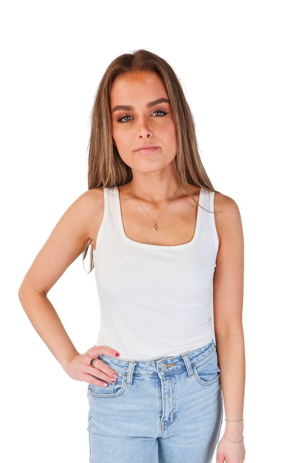 bellelovin white tank bodysuit NWT (s)